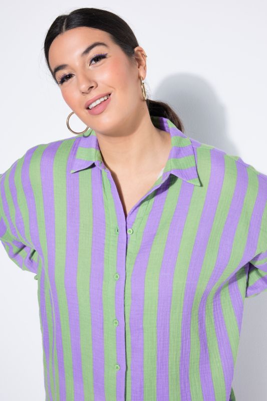 shirt blouse, oversized, muslin, stripes, long sleeve