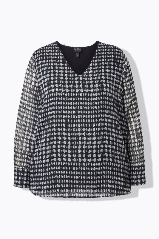 Блуза с шифон и кариран принт