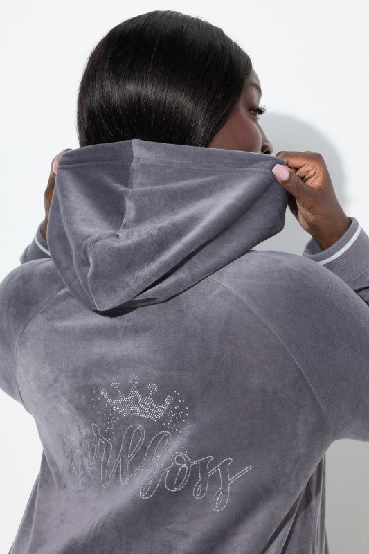 Блуза велурена с качулка