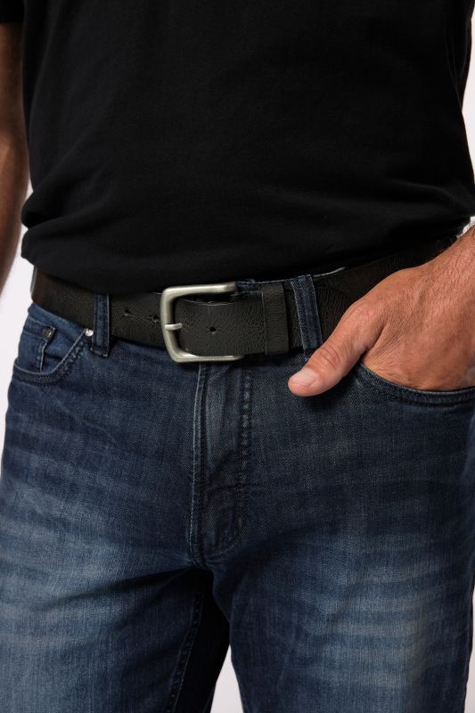 Leather belt, metal clasp, 1.5 inches wide, up to size 67 inches