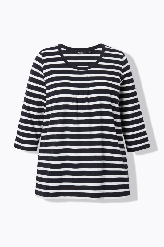 Striped 3/4 Sleeve A-Line Tee
