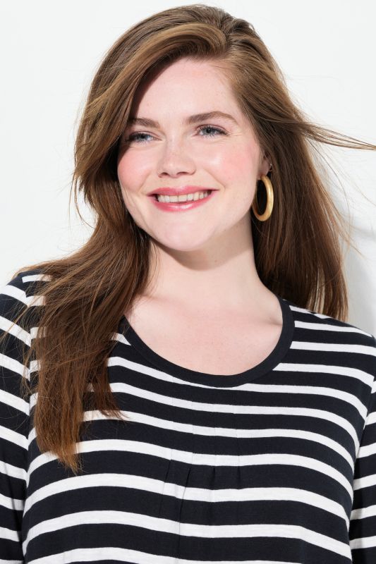 Striped 3/4 Sleeve A-Line Tee