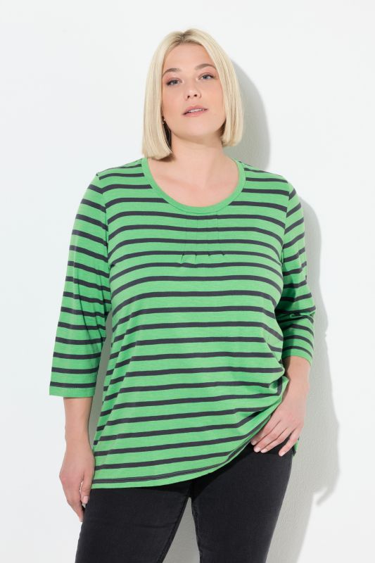 Striped 3/4 Sleeve A-Line Tee