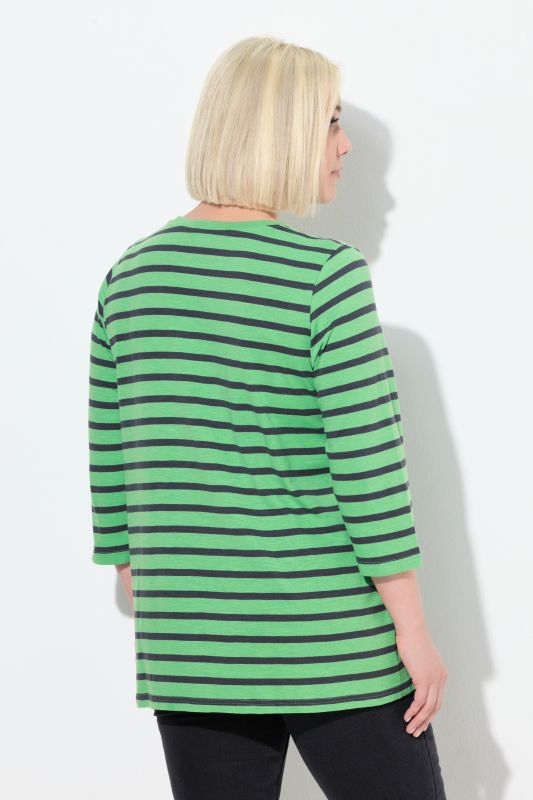 Striped 3/4 Sleeve A-Line Tee