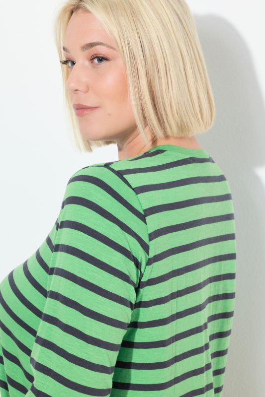 Striped 3/4 Sleeve A-Line Tee