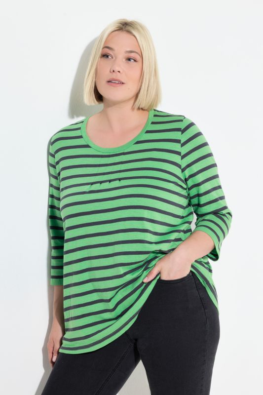 Striped 3/4 Sleeve A-Line Tee