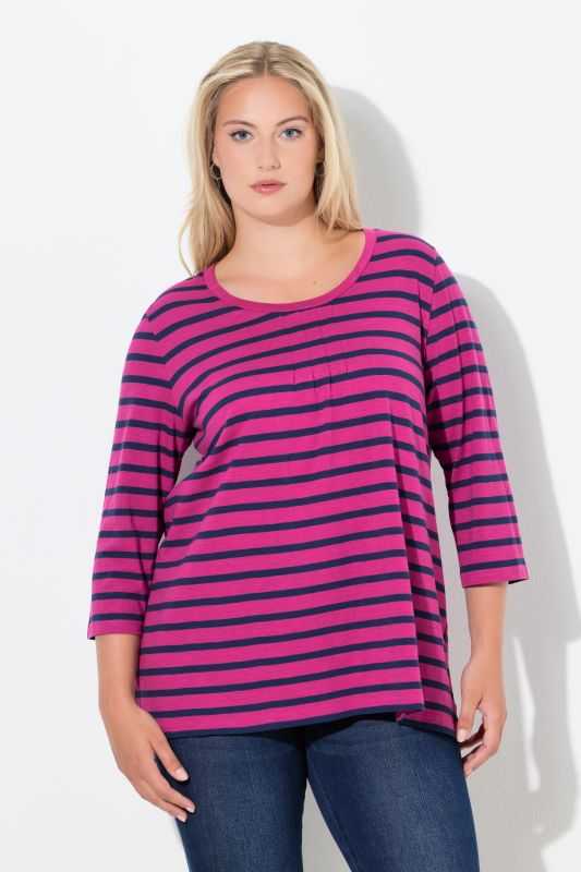 Striped 3/4 Sleeve A-Line Tee