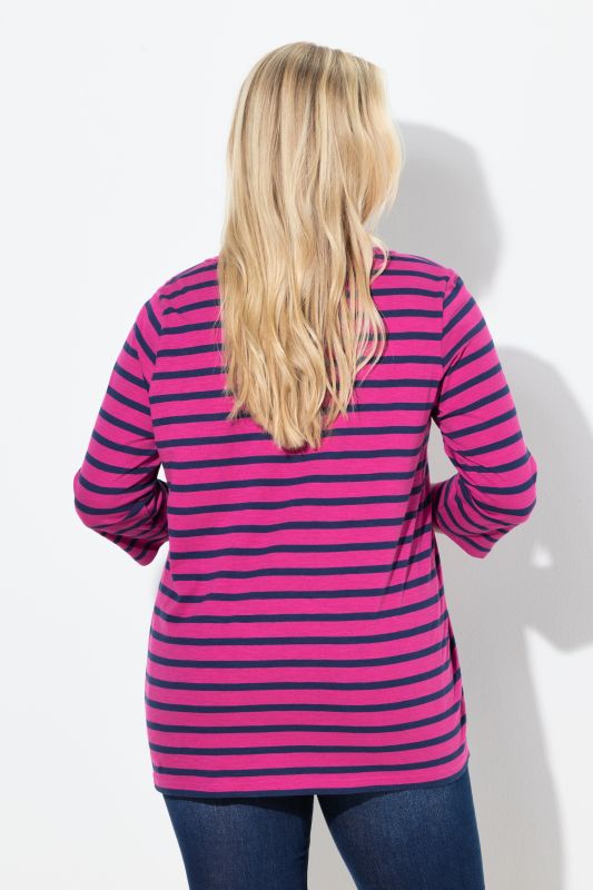 Striped 3/4 Sleeve A-Line Tee