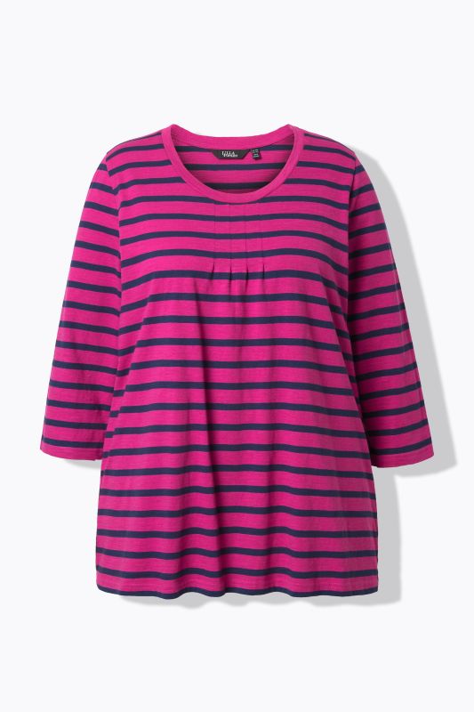 Striped 3/4 Sleeve A-Line Tee