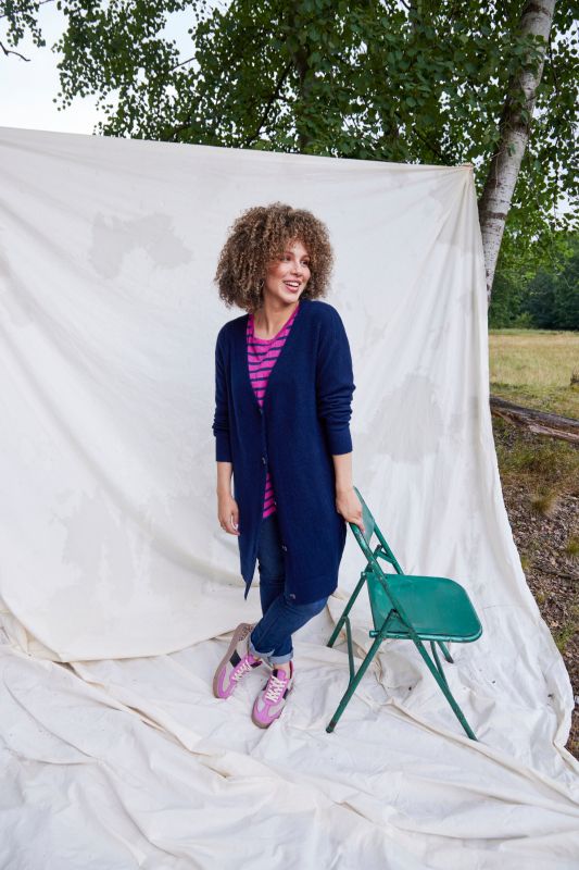 Striped 3/4 Sleeve A-Line Tee