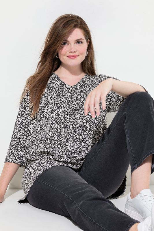 Floral A-Line 3/4 Sleeve Tee