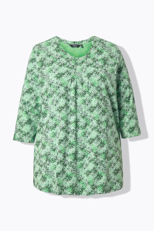 Graphic Flower A-Line 3/4 Sleeve Tee