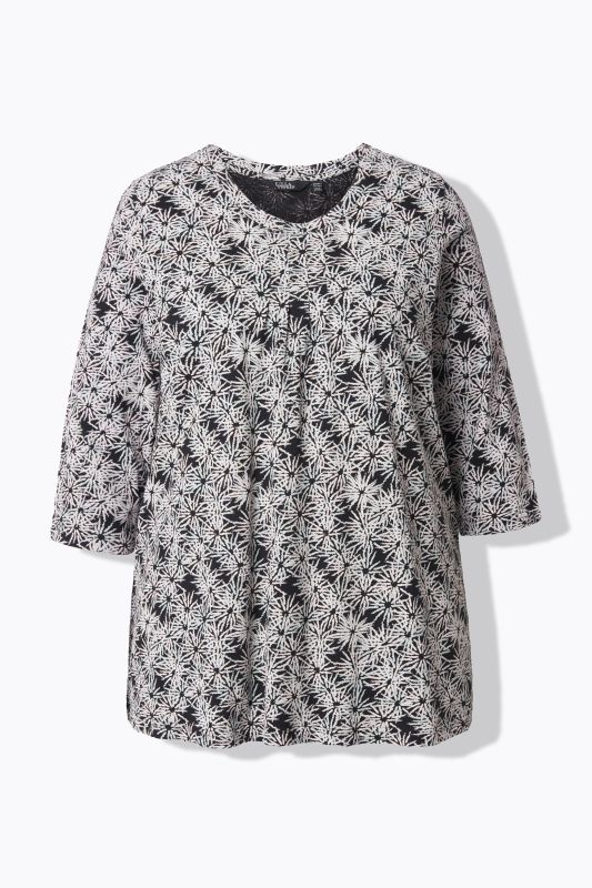 Graphic Flower A-Line 3/4 Sleeve Tee