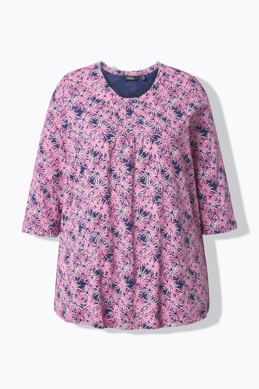 Graphic Flower A-Line 3/4 Sleeve Tee
