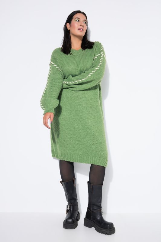 Oversized Seam Long Sleeve Sweater Dress