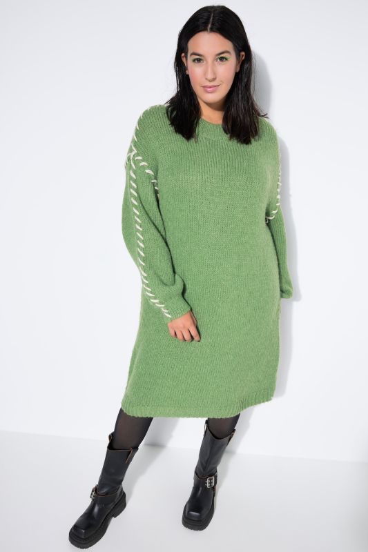 Oversized Seam Long Sleeve Sweater Dress