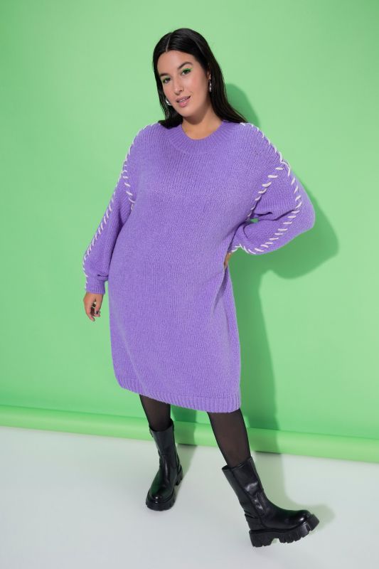 Oversized Seam Long Sleeve Sweater Dress