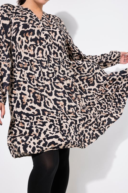 Mini dress, Leo, V-neck, flounces