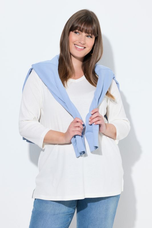 Тениска с рипсено деколте