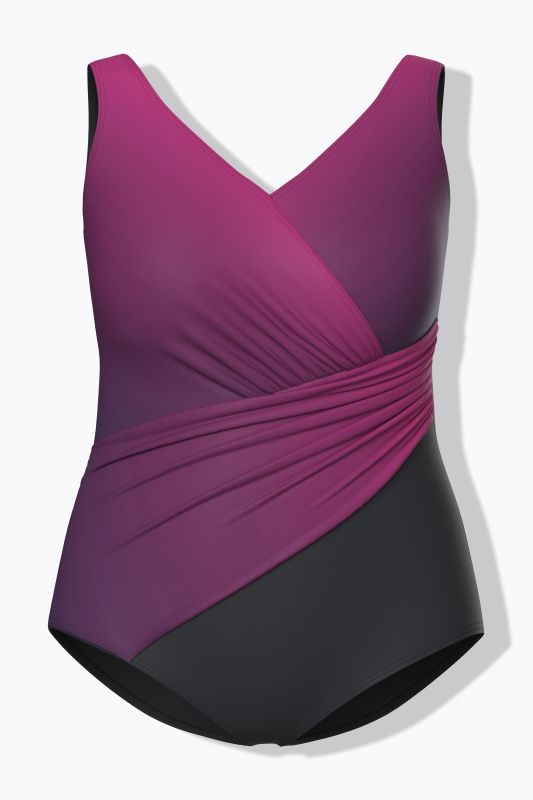 Ombre V-Neck Surplice Wrap Lined Swimsuit