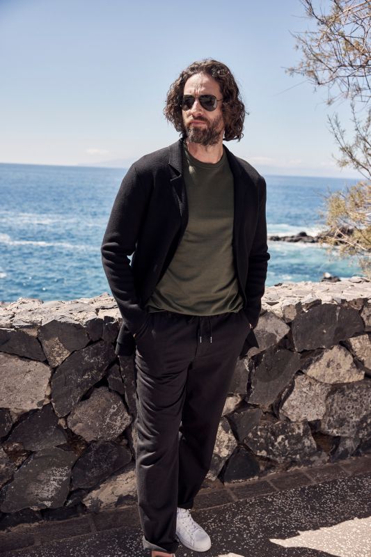 Linen-effect trousers