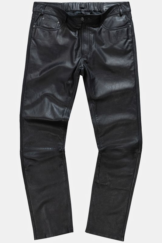 Leather trousers, leather, finest lamb nappa leather, regular fit, 5-pocket, up to 5 XL