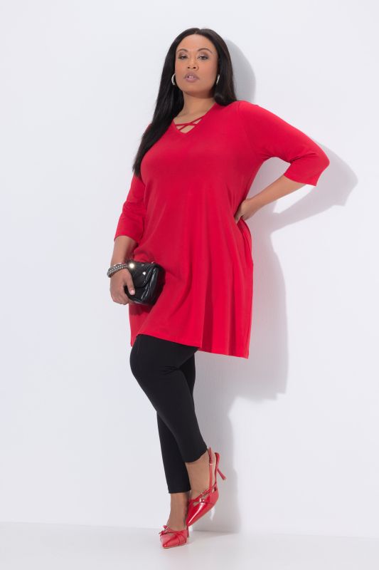 Criss Cross V-Neckline Swing Knit Tunic