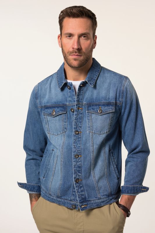 Denim jacket, breast pockets, button placket, up to 8 XL