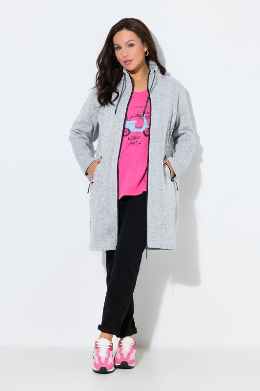 Longline Knit Fleece Jacket