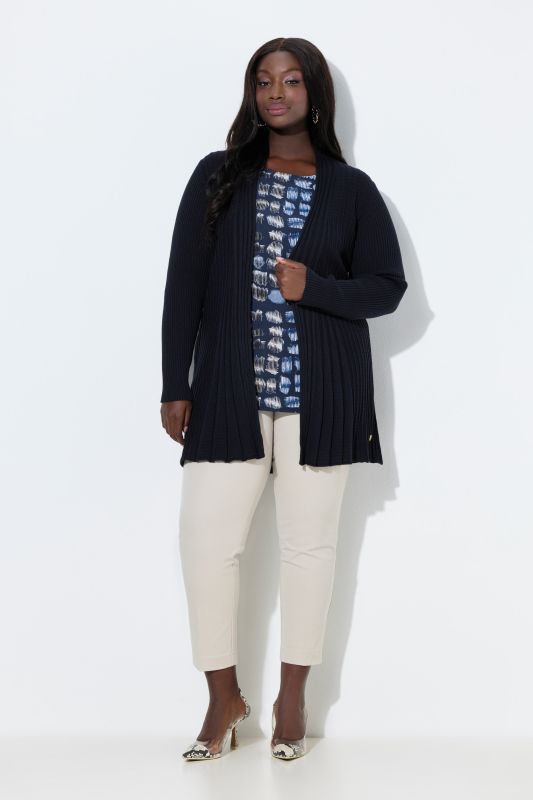 Pleated Longline Open Shape Cardigan