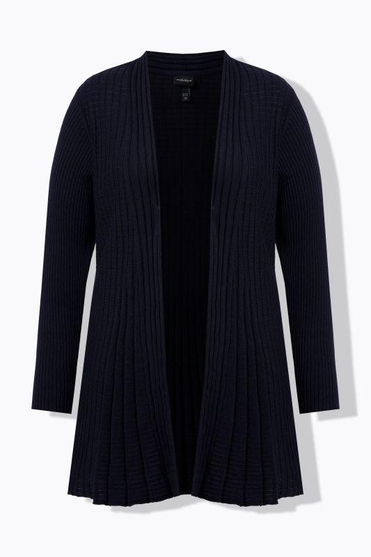 Pleated Longline Open Shape Cardigan