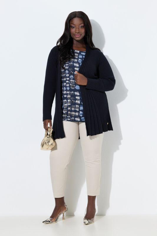 Pleated Longline Open Shape Cardigan