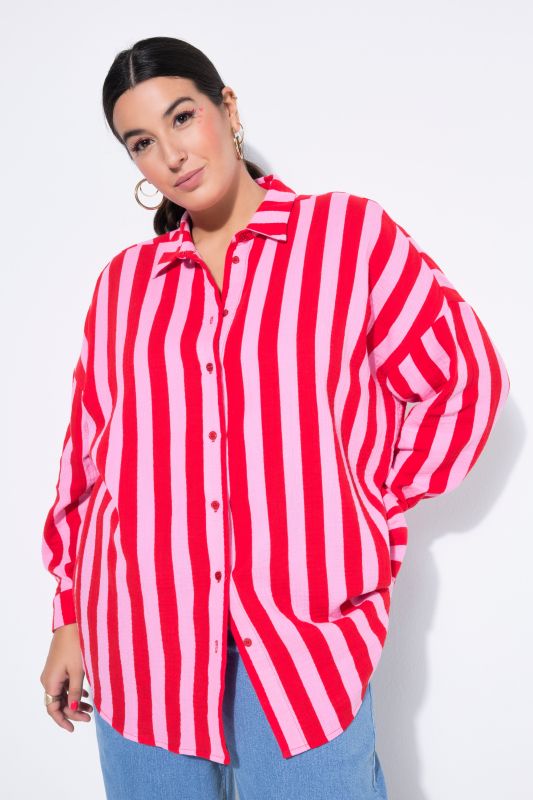shirt blouse, oversized, muslin, stripes, long sleeve