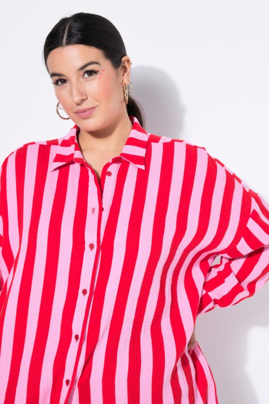 shirt blouse, oversized, muslin, stripes, long sleeve