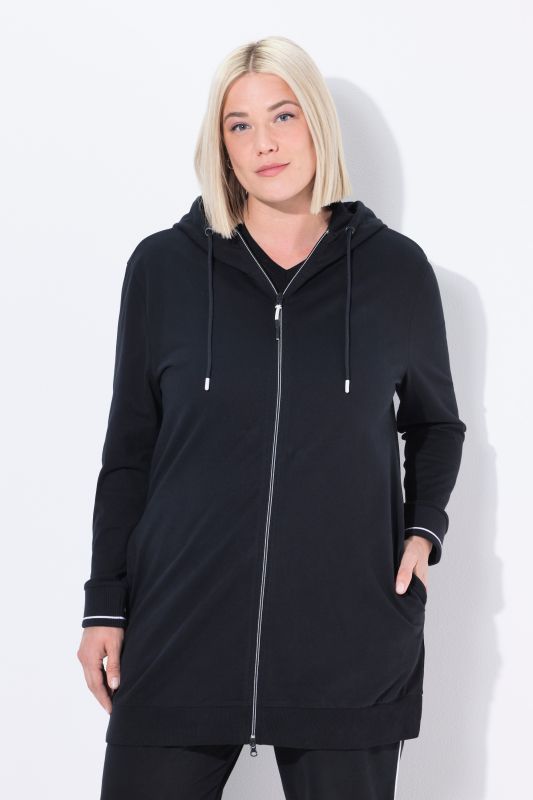 Contrast Piping Zip-Up Hoodie
