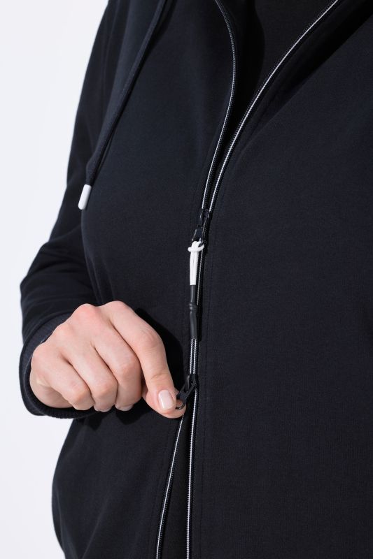 Contrast Piping Zip-Up Hoodie