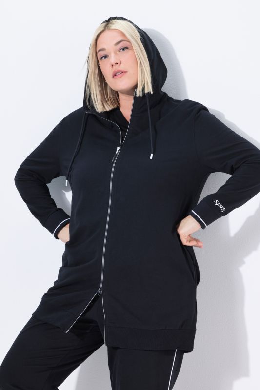 Contrast Piping Zip-Up Hoodie