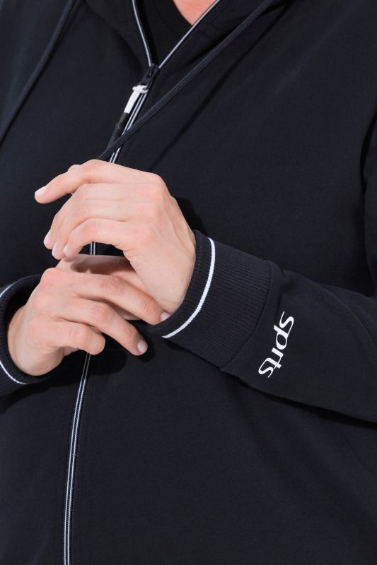 Contrast Piping Zip-Up Hoodie