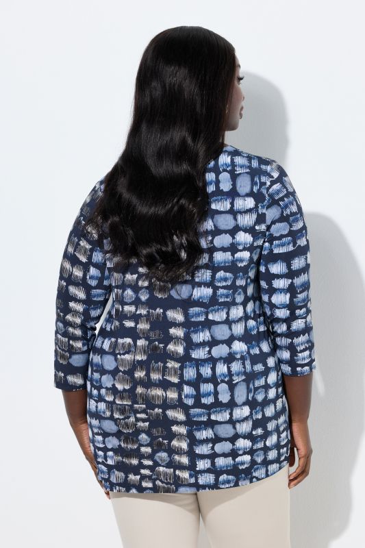 Abstract Print Slinky Blouse