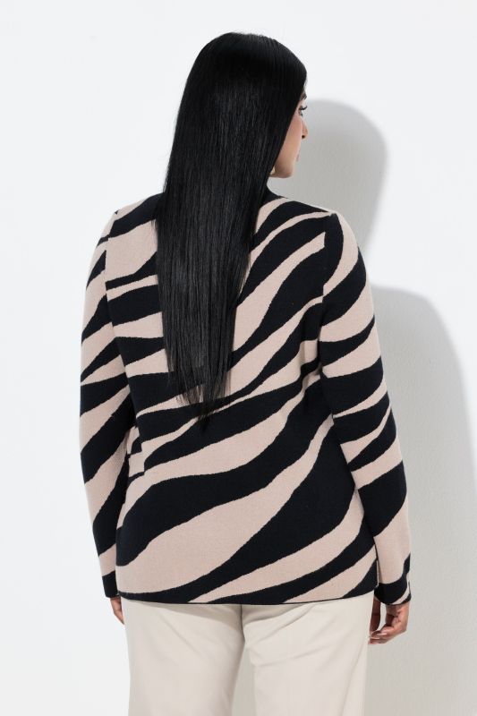 Wave Pattern Long Sleeve Turtleneck Sweater