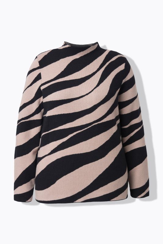Wave Pattern Long Sleeve Turtleneck Sweater