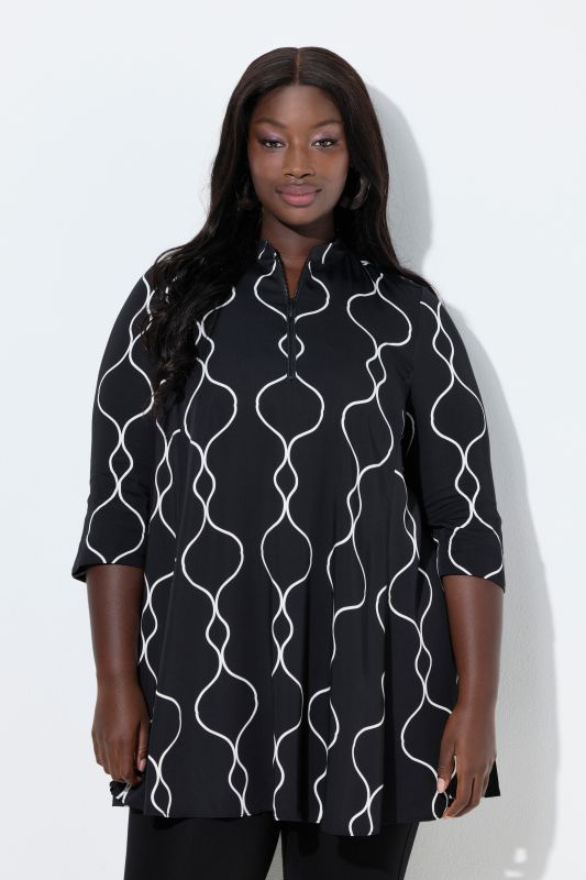 Ogee Print Satin Tunic