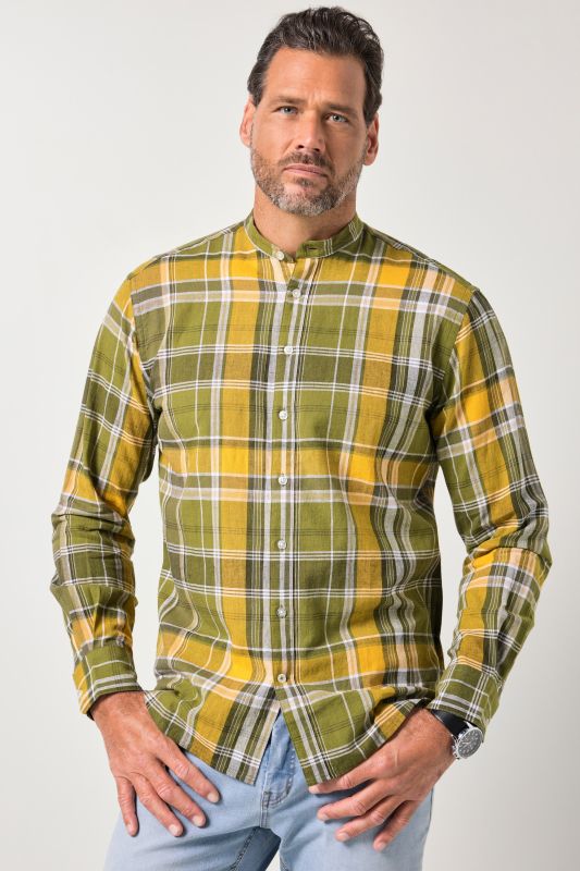 Linen blend plaid shirt