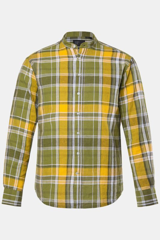 Linen blend plaid shirt