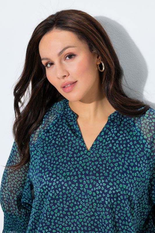 Heart Print Layered Blouse