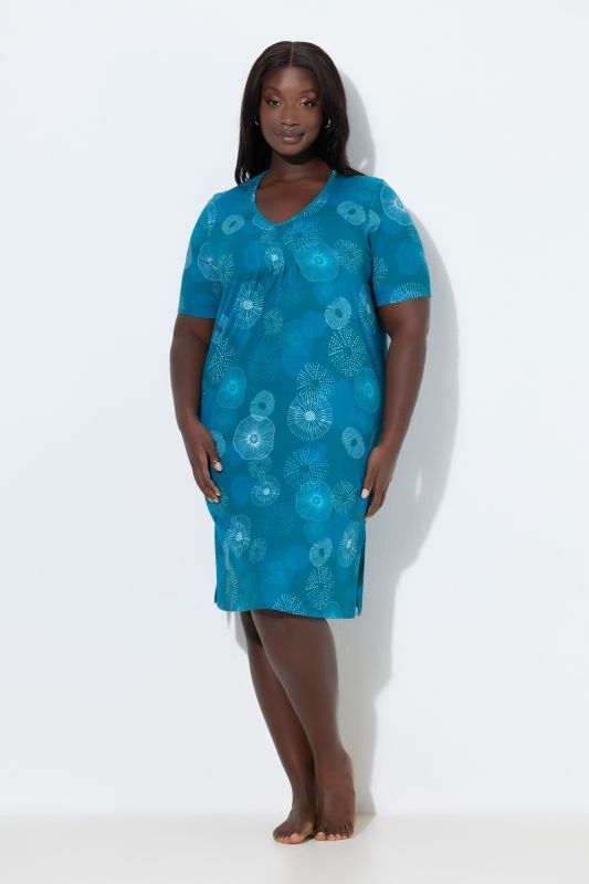 Geometric Floral Print Sleep Tees