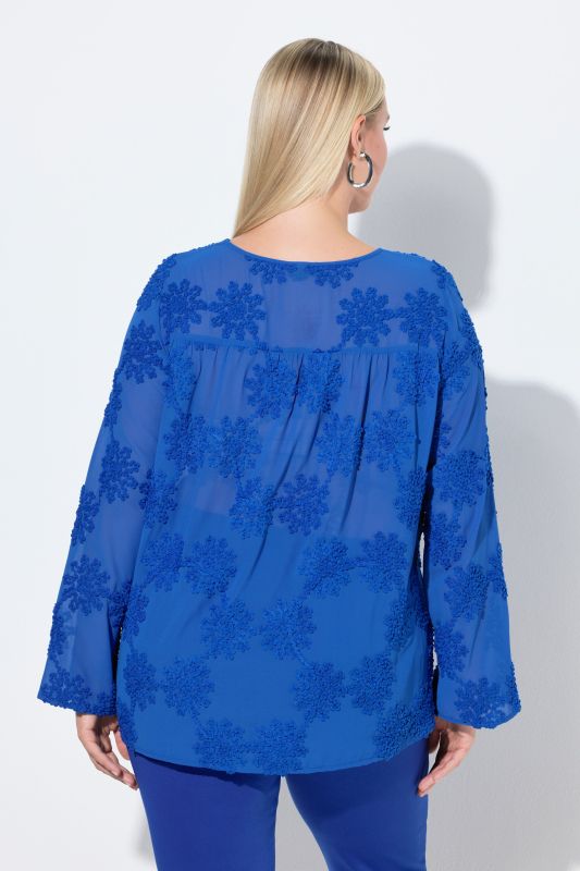 Sheer Textured Floral Blouse