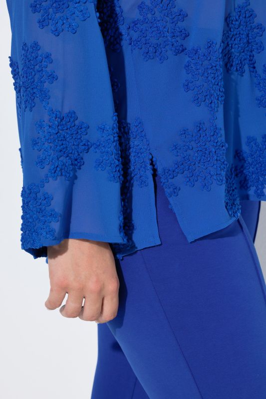 Sheer Textured Floral Blouse