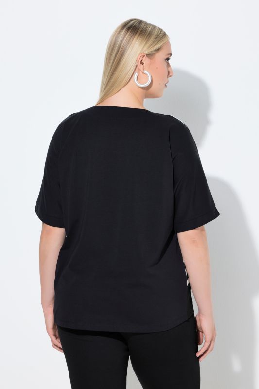 Striped Mixed Material Tee