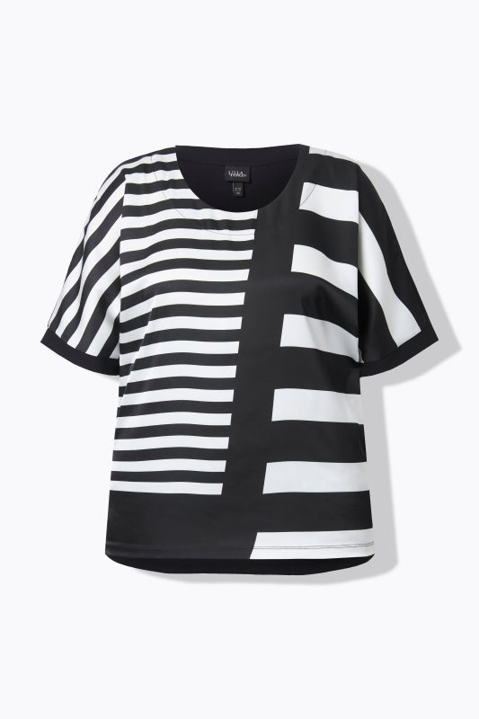 Striped Mixed Material Tee